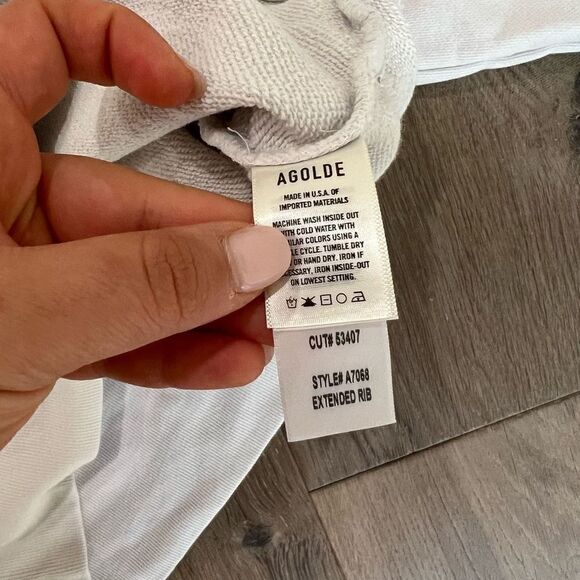 AGOLDE Extended Rib Balloon Sleeve Turtleneck Cream Sweatshirt Women's Size XS - Picture 7 of 9